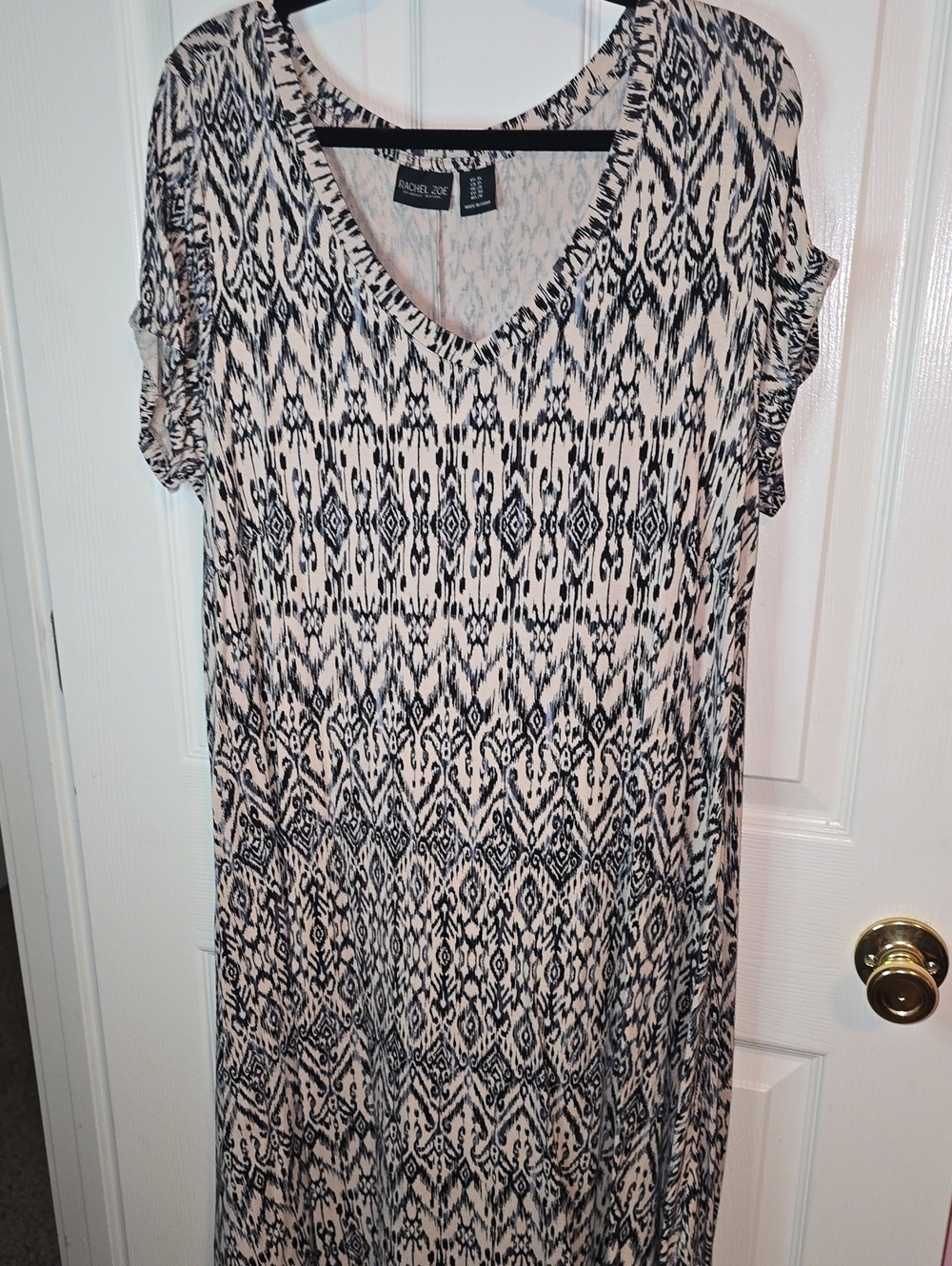 Rachel Zoe Black & Cream Ikat V-Neck Tunic